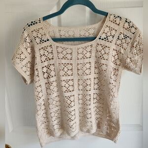 Crochet Lace Short Sleeve Top HANDMADE TSHIRT
